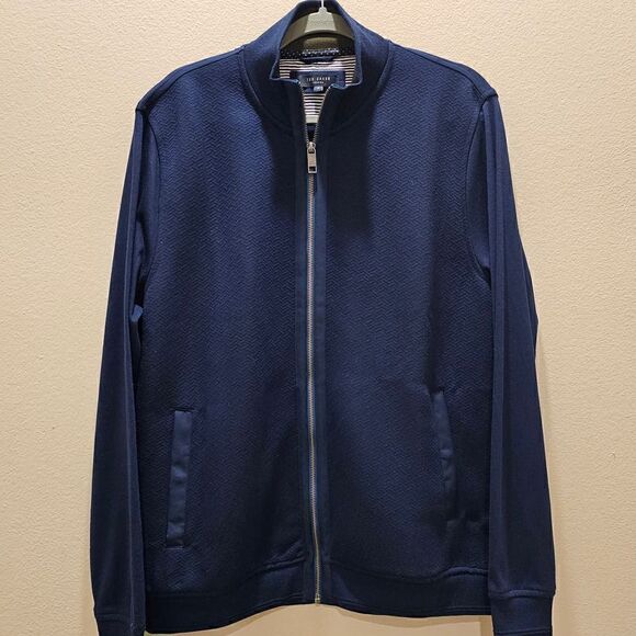 Ted Baker Men's Navy Blue Zip Front Jacket Size 5 - Picture 2 of 10